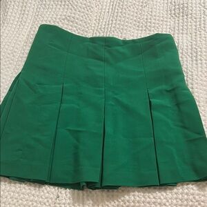 Babaton Green Pleated Skater Mini Skirt